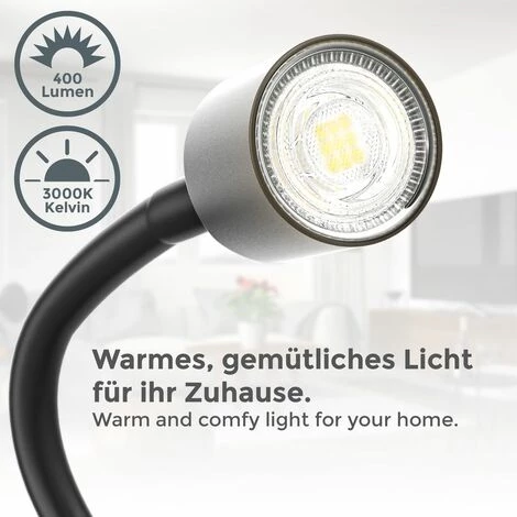 B.K.LICHT Lampe De Lecture LED Pivotante Bras Flexible Lampe à Pince Pour Bureau Chevet Noir Avec Ampoule LED GU10 5W 3000K 4 B.K.LICHT Lampe De Lecture LED Pivotante Bras Flexible Lampe à Pince Pour Bureau Chevet Noir Avec Ampoule LED GU10 5W 3000K – Image 4