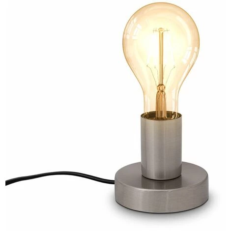 B.K.LICHT Lampe De Chevet Rétro Lampe De Table Métal Nickel Mat Douille E27 Câble Avec Interrupteur Lampe à Poser Vintage Ø10cm 5 B.K.LICHT Lampe De Chevet Rétro Lampe De Table Métal Nickel Mat Douille E27 Câble Avec Interrupteur Lampe à Poser Vintage Ø10cm – Image 5