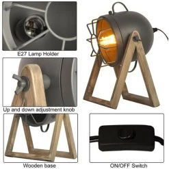 BARCELONA LED Lampe à Poser "Tachicom" E27 | Gris - Gris