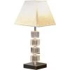 HOMCOM Lampe Style Cristal - Lampe De Table Design Contemporain - Ø 20 X 47H Cm - Abat-jour Polyester Blanc Beige - Blanc