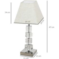 HOMCOM Lampe Style Cristal - Lampe De Table Design Contemporain - Ø 20 X 47H Cm - Abat-jour Polyester Blanc Beige - Blanc -Lampe Soldes Boutique 27323440 3