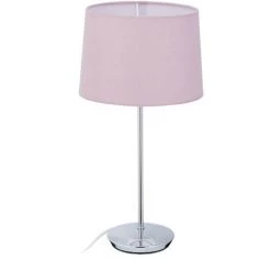 Relaxdays Lampe De Table Avec Abat-jour, Pied Chromé, Douille 14, Salon Et Chambre à Coucher, Veilleuse De Nuit, Violet.