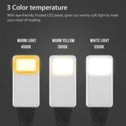 LONGZIMING Lampe De Lecture à LED Pour Livres Au Lit La Nuit, Pince Rechargeable USB Sur Lampe De Lecture De Livre, Luminosité à 3 Niveaux, Soins Des Yeux Pour Les Kindles -Lampe Soldes Boutique 28191527 5
