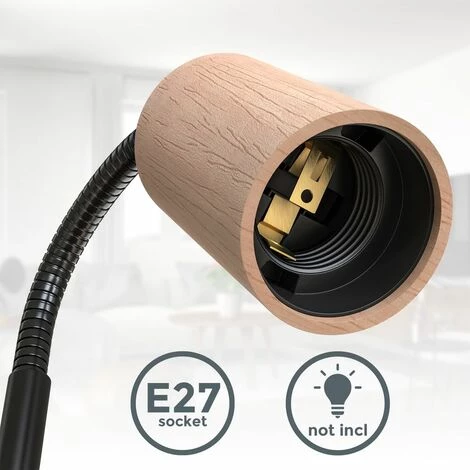 B.K.LICHT Lampe De Lecture Pivotante Avec Interrupteur à Câble I Borne à Vis I E27 I Lampe à Pince à 1 Flamme I Métal - Bois I Noir 4 B.K.LICHT Lampe De Lecture Pivotante Avec Interrupteur à Câble I Borne à Vis I E27 I Lampe à Pince à 1 Flamme I Métal - Bois I Noir – Image 4