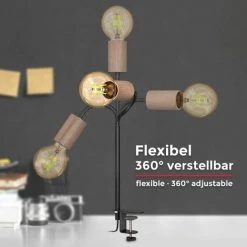 B.K.LICHT Lampe De Lecture Pivotante Avec Interrupteur à Câble I Borne à Vis I E27 I Lampe à Pince à 1 Flamme I Métal - Bois I Noir 9 B.K.LICHT Lampe De Lecture Pivotante Avec Interrupteur à Câble I Borne à Vis I E27 I Lampe à Pince à 1 Flamme I Métal - Bois I Noir -Lampe Soldes Boutique 28271653 5