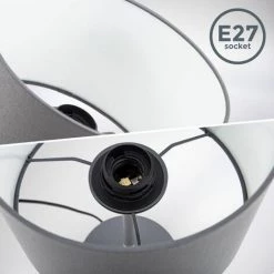 B.K.LICHT Lampe De Table Tissu Gris, Douille E27, Ø 20cm, Interrupteur Câble, Câble De 140cm Lampe De Chevet 7 B.K.LICHT Lampe De Table Tissu Gris, Douille E27, Ø 20cm, Interrupteur Câble, Câble De 140cm Lampe De Chevet -Lampe Soldes Boutique 28271675 3