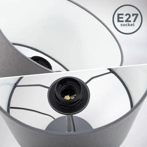 B.K.LICHT Lampe De Table Tissu Gris, Douille E27, Ø 20cm, Interrupteur Câble, Câble De 140cm Lampe De Chevet 3 B.K.LICHT Lampe De Table Tissu Gris, Douille E27, Ø 20cm, Interrupteur Câble, Câble De 140cm Lampe De Chevet – Image 3