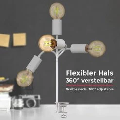 B.K.LICHT Lampe De Lecture Pivotante Retro Industriel Avec Interrupteur à Câble I Patte à Vis I E27 I Lampe à Pince I Métal I Blanc 9 B.K.LICHT Lampe De Lecture Pivotante Retro Industriel Avec Interrupteur à Câble I Patte à Vis I E27 I Lampe à Pince I Métal I Blanc -Lampe Soldes Boutique 28271690 5