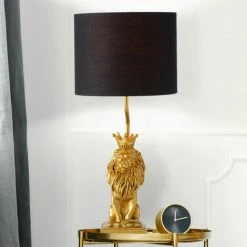 ETC-SHOP Lampe De Table Dimmable Lion Textile Côté Veilleuse Lampe GOLD Télécommande Dans Un Ensemble Comprenant Des Lampes LED RVB -Lampe Soldes Boutique 28969755 5