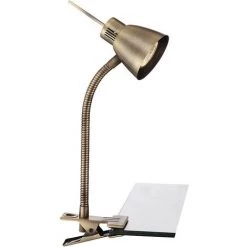 ETC-SHOP Lampe De Chevet Lampe à Pince Lampe De Table En Laiton Antique Lampe De Table Mobile Avec Spot Mobile, Métal, 1x LED 3 Watts 165 Lm, LxlxH 24x24x37,5 Cm