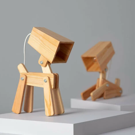 LEDKIA Lampe à Poser Métal Et Bois Kids Coba Doggi Bois - Bois 4 LEDKIA Lampe à Poser Métal Et Bois Kids Coba Doggi Bois - Bois – Image 4