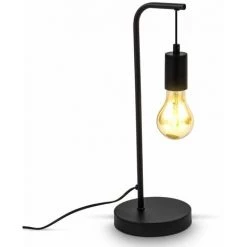 B.K.Licht Lampe De Table Rétro I E27 I Câble Avec Interrupteur I Métal I Noir I Salon I Chambre