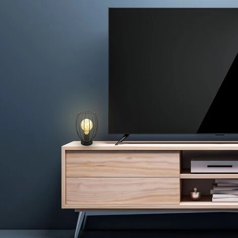 B.K.Licht I Lampe De Table Cage Métallique I Douille E27 I Interrupteur à Câble I Lampe De Table Design Industriel Vintage I Hauteur 25,6 Cm I Noir I Livrée Sans Ampoule 4 B.K.Licht I Lampe De Table Cage Métallique I Douille E27 I Interrupteur à Câble I Lampe De Table Design Industriel Vintage I Hauteur 25,6 Cm I Noir I Livrée Sans Ampoule – Image 4