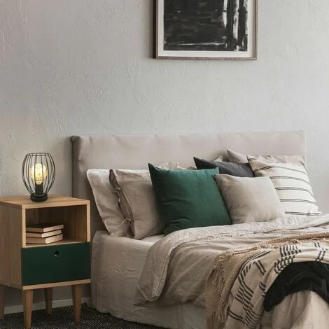 B.K.Licht I Lampe De Table Cage Métallique I Douille E27 I Interrupteur à Câble I Lampe De Table Design Industriel Vintage I Hauteur 25,6 Cm I Noir I Livrée Sans Ampoule 5 B.K.Licht I Lampe De Table Cage Métallique I Douille E27 I Interrupteur à Câble I Lampe De Table Design Industriel Vintage I Hauteur 25,6 Cm I Noir I Livrée Sans Ampoule – Image 5