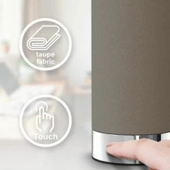 B.K.LICHT Lampe De Table En Tissu Taupe I Fonction Tactile I 3 Fois Gradable I E14 I Socle Chromé I Sans Ampoule 7 B.K.LICHT Lampe De Table En Tissu Taupe I Fonction Tactile I 3 Fois Gradable I E14 I Socle Chromé I Sans Ampoule -Lampe Soldes Boutique 30191580 3