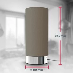 B.K.LICHT Lampe De Table En Tissu Taupe I Fonction Tactile I 3 Fois Gradable I E14 I Socle Chromé I Sans Ampoule 9 B.K.LICHT Lampe De Table En Tissu Taupe I Fonction Tactile I 3 Fois Gradable I E14 I Socle Chromé I Sans Ampoule -Lampe Soldes Boutique 30191580 5