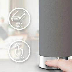 B.K.LICHT Lampe De Table En Tissu Gris I Fonction Tactile I 3 Fois Gradable I E14 I Socle Chromé I Sans Ampoule -Lampe Soldes Boutique 30191586 3