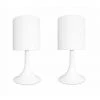 MEUBLETMOI Lot De 2 Petites Lampes De Chevet Blanc Et Doré - SIMPLY 3729 - Blanc