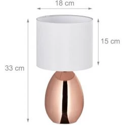 Relaxdays Lampe De Table De Nuit Tactile, Modulable, Moderne, Avec 3 Niveaux, E14, Veilleuse Av. Câble, 33x18 Cm, Cuivré -Lampe Soldes Boutique 30340036 5
