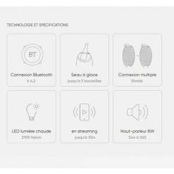 Enceinte Bluetooth Sans Fil Avec Lampe LED Et Seau à Glace Intégrés Modèle PRO 72cm - Synergy65pro - Kooduu - Blanc -Lampe Soldes Boutique 31765497 4