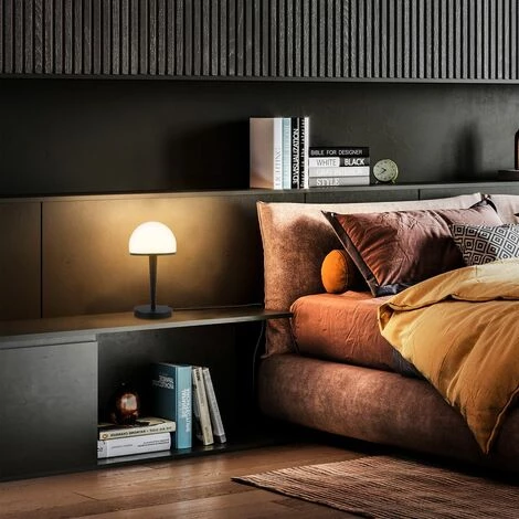 B.K.LICHT Lampe De Table Avec Abat-jour En Verre, Graduable Par Variateur Tactile Intégré Sur 3 Niveaux, Pour Ampoule E14 (non Fournie), Lampe De Chevet, Verre Opale 5 B.K.LICHT Lampe De Table Avec Abat-jour En Verre, Graduable Par Variateur Tactile Intégré Sur 3 Niveaux, Pour Ampoule E14 (non Fournie), Lampe De Chevet, Verre Opale – Image 5