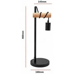 GOECO Lampe De Table, Design Rétro Lampe De Lecture, Bois & Métal, Éclairage Du Bureau Et De La Chambre, Lampe De Chevet, Pour Ampoule LED E27 10W Max -Lampe Soldes Boutique 31940373 5