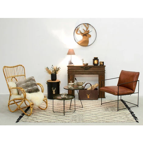 AUBRY GASPARD Lampe En Métal Et Bois Cerf Et Sapins Beige - Beige 2 AUBRY GASPARD Lampe En Métal Et Bois Cerf Et Sapins Beige - Beige – Image 2