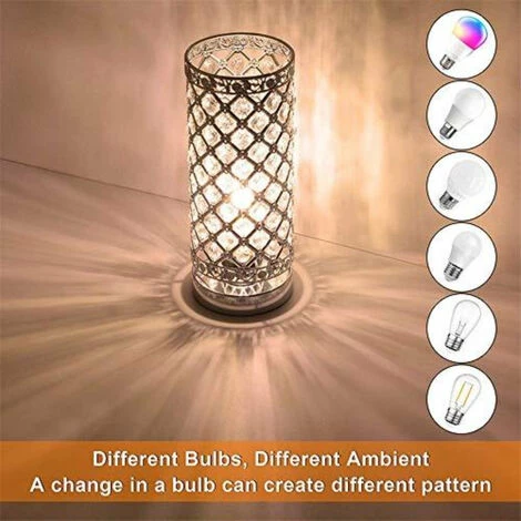 GOECO Lampe De Table En Cristal, Abat-jour Lampe De Chevet, De Mode Créatif Lampe De Table Argent Avec Douille E27 (pas D'ampoule) 3 GOECO Lampe De Table En Cristal, Abat-jour Lampe De Chevet, De Mode Créatif Lampe De Table Argent Avec Douille E27 (pas D'ampoule) – Image 3