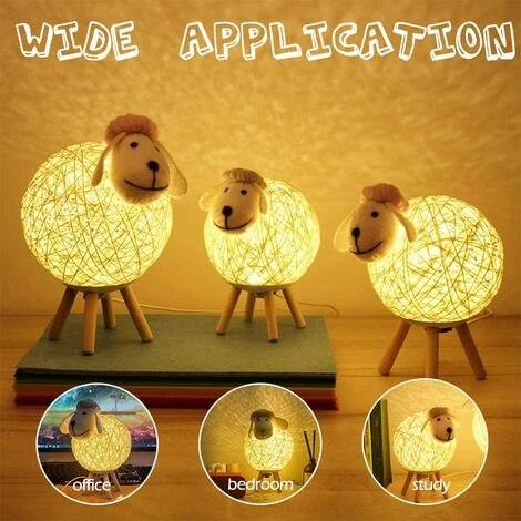 GOECO Veilleuse LED, Mouton Lampe De Chevet En Rotin, Veilleuse Enfant Projecteur, Lampe Nuit LED Pour Chambre, Chambre Bébé, Salon, Cadeau, 110cm USB/Interrupteur Poussoir 4 GOECO Veilleuse LED, Mouton Lampe De Chevet En Rotin, Veilleuse Enfant Projecteur, Lampe Nuit LED Pour Chambre, Chambre Bébé, Salon, Cadeau, 110cm USB/Interrupteur Poussoir – Image 4