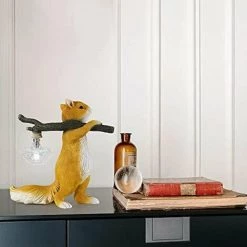 GOECO Lampe De Table,Lampe Écureuil En Résine De Dessin Animé Créatif,Lumiere De Table De Chevet à LED, Décoration De Salon Chambre -Lampe Soldes Boutique 32644454 4