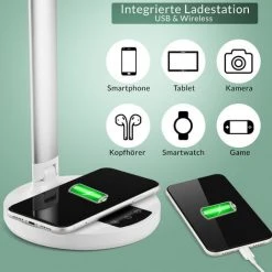 MONZANA Lampe De Bureau Avec Chargeur Sans Fil Port USB Réglable 5 Niveaux -Lampe Soldes Boutique 34540212 4