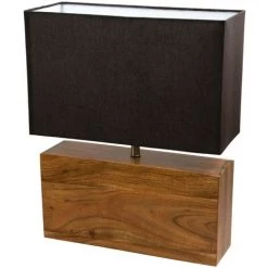 Lampe Soldes Boutique 16 COREP Lampe A Poser Bois Abat Jour Tissu Marron Chocolat Luminaire Deco