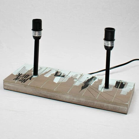 COREP Lampe à Poser Design New York Pied Bois Abat Jour Tissu Chevet Salon 2 COREP Lampe à Poser Design New York Pied Bois Abat Jour Tissu Chevet Salon – Image 2