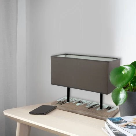 COREP Lampe à Poser Design New York Pied Bois Abat Jour Tissu Chevet Salon 3 COREP Lampe à Poser Design New York Pied Bois Abat Jour Tissu Chevet Salon – Image 3