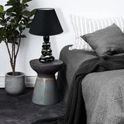 COREP Lampe A Poser Pied Céramique Galets Noir Et Argent Luminaire Salon Bureau -Lampe Soldes Boutique 34951423 3