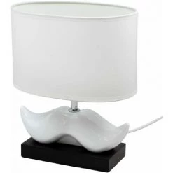 Lampe Soldes Boutique 24 COREP Lampe A Poser Moustache Ceramique Noir Et Blanc Luminaire LED Chevet Chambre Salon
