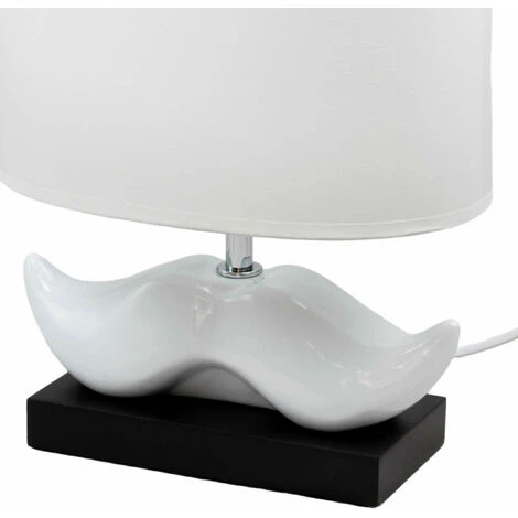 COREP Lampe A Poser Moustache Ceramique Noir Et Blanc Luminaire LED Chevet Chambre Salon 2 COREP Lampe A Poser Moustache Ceramique Noir Et Blanc Luminaire LED Chevet Chambre Salon – Image 2