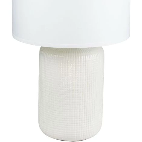 COREP Lampe A Poser Blanche Ceramique Abat Jour Coton Blanc Deco Salon Chambre 2 COREP Lampe A Poser Blanche Ceramique Abat Jour Coton Blanc Deco Salon Chambre – Image 2