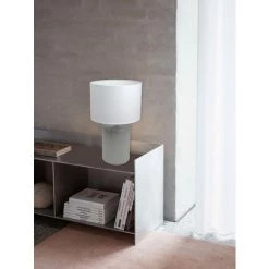 COREP Lampe à Poser Pied En Ceramique Taupe Abat Jour Coton Blanc Deco Ananas -Lampe Soldes Boutique 34951505 3