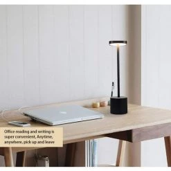 THSINDE Lampe De Table Sans Fil LED Rechargeable USB Moderne - Avec 2 Modes - En Aluminium - Intensité Variable - Pour Restaurant, Chambre à Coucher, Table De Chevet, Noir,E -Lampe Soldes Boutique 35099333 5