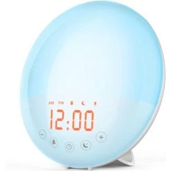 DONTODENT Réveil à LED Intelligent Pour Le Réveil Du Lever Du Soleil, Aide Au Sommeil Au Coucher Du Soleil, Lumière D'ambiance Colorée Changeante De Couleur, Lumière De Réveil Snooze, Radio FM