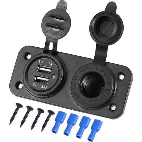 ABCRITAL Adaptateur Chargeur Allume Cigare Avec Prise Double Prise Usb Connexion Voiture, Camion, Moto 12V Noir 1 ABCRITAL Adaptateur Chargeur Allume Cigare Avec Prise Double Prise Usb Connexion Voiture, Camion, Moto 12V Noir