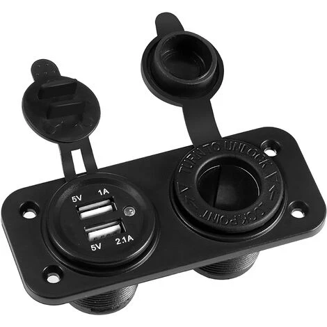 ABCRITAL Adaptateur Chargeur Allume Cigare Avec Prise Double Prise Usb Connexion Voiture, Camion, Moto 12V Noir 2 ABCRITAL Adaptateur Chargeur Allume Cigare Avec Prise Double Prise Usb Connexion Voiture, Camion, Moto 12V Noir – Image 2