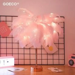Goeco Télécommande Plume Lampe De Nuit USB / AA Batterie Puissance Créative Lumière Arbre Plume Mariage Maison Chambre