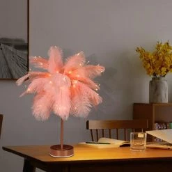 GOECO Plume Veilleuse Télécommande Lampe De Table USB/AA Créatif Plume Abat-jour Pour Mariage Salon Chambre Décoration: -Lampe Soldes Boutique 36835009 4