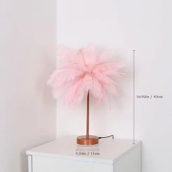 GOECO Plume Veilleuse Télécommande Lampe De Table USB/AA Créatif Plume Abat-jour Pour Mariage Salon Chambre Décoration: -Lampe Soldes Boutique 36835009 5