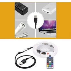 ASUPERMALL Led Boitier D'Ordinateur Bande Lumiere Flexible Rgb Lampe Bande Diode 5V Ecran De Bureau Tv Eclairage De Fond Telecommande Alimentee Par Usb 1 M, Noir -Lampe Soldes Boutique 36886832 4