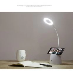DONTODENT Lampe De Bureau, Lampe De Bureau Led Dimmable Avec 3 Modes D'éclairage, 2000mAh Rechargeable Lampe Bureau Enfant Avec Porte-stylo Et Support Téléphone, Protection Des Yeux Et Col De Cygne Flexible -Lampe Soldes Boutique 36961497 5