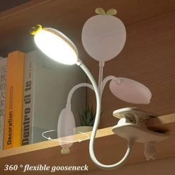 THSINDE LED Lampe À Pince Pour Lit Enfant, Flexible À 360° Liseuse Lampe Clipsable, Lampe De Bureau Led Sans Fil Rechargeable USB Pour Livre Au Lit,Blanc -Lampe Soldes Boutique 37091822 3