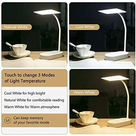 TRIOMPHE Lampe De Bureau Sans Fil Rechargeable USB 40 LED Piles 3000mah , Tactile Lumière 3 Couleurs Mode Dimmable, Fonction De Mémoire, Lampe Table Lecture Enfant Chambre Chevet Salon 2 TRIOMPHE Lampe De Bureau Sans Fil Rechargeable USB 40 LED Piles 3000mah , Tactile Lumière 3 Couleurs Mode Dimmable, Fonction De Mémoire, Lampe Table Lecture Enfant Chambre Chevet Salon – Image 2